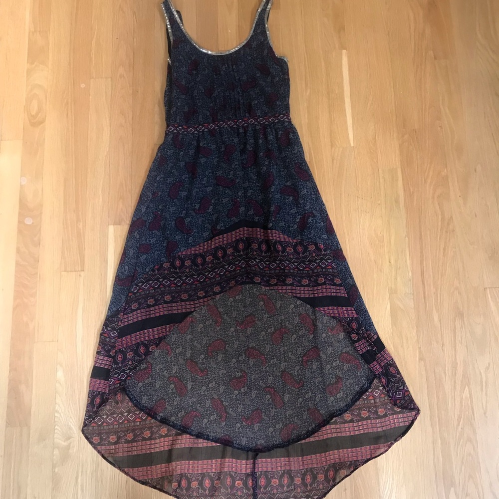 Dark patterned high low dress